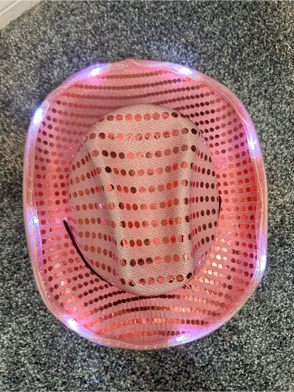 Pink LED Light Up Cowboy Hat Sequin Western Cowgirl Rodeo Nashville Festival